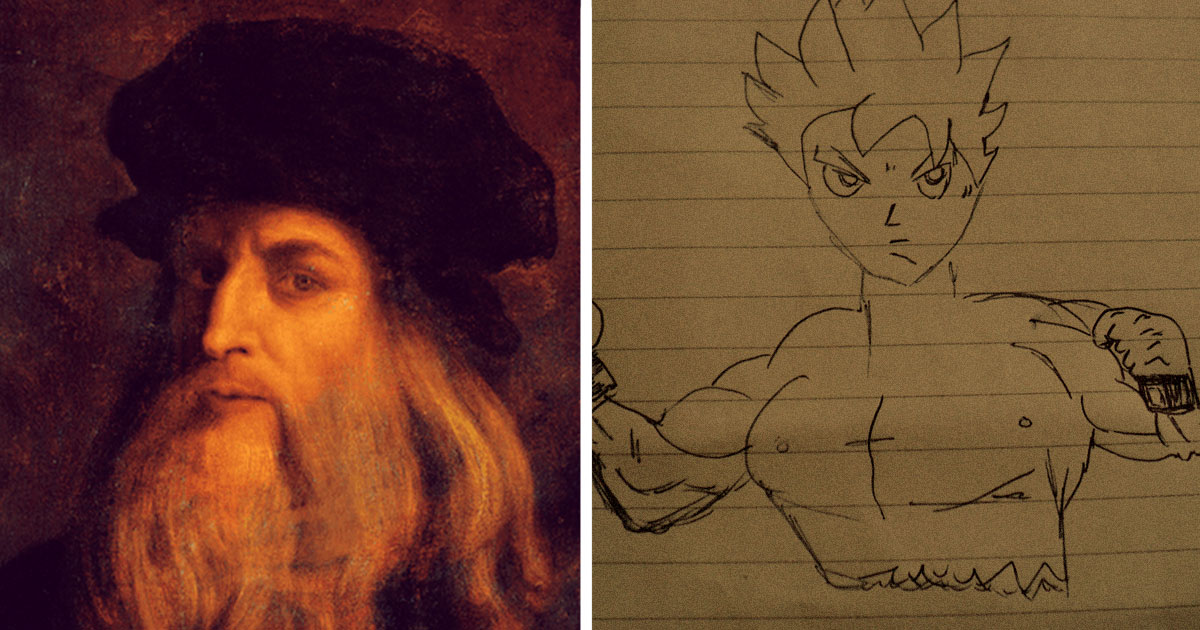 Leonardo Da Vinci confiesa que comenzó su carrera como pintor dibujando  Gokús