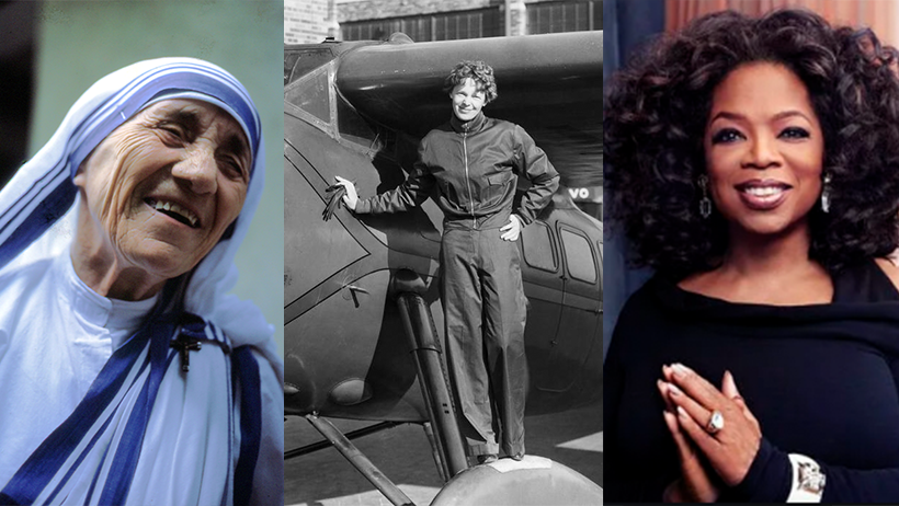 Día de la Mujer Madre Teresa Oprah Amelia Earhart mujeres