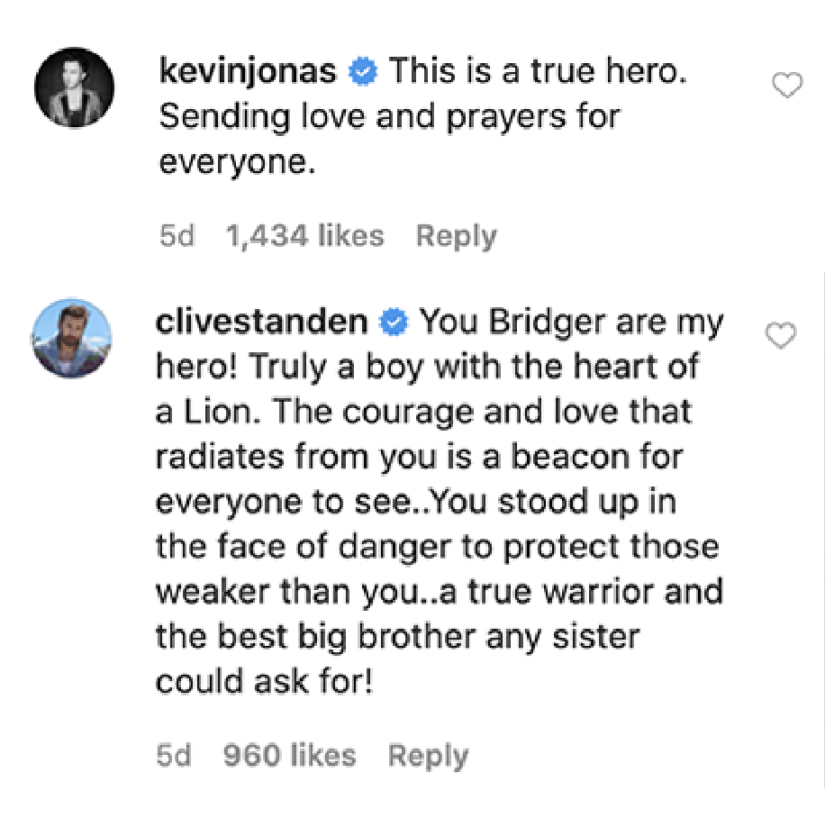 Bridger Instagram Kevin Jonas Clive Standen