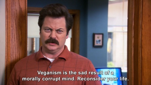 Vegan Ron Swanson Parks and Rec //nota veganos