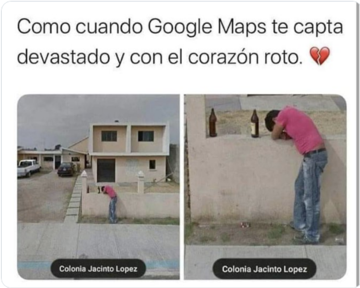 corazón roto google maps cdmx meme