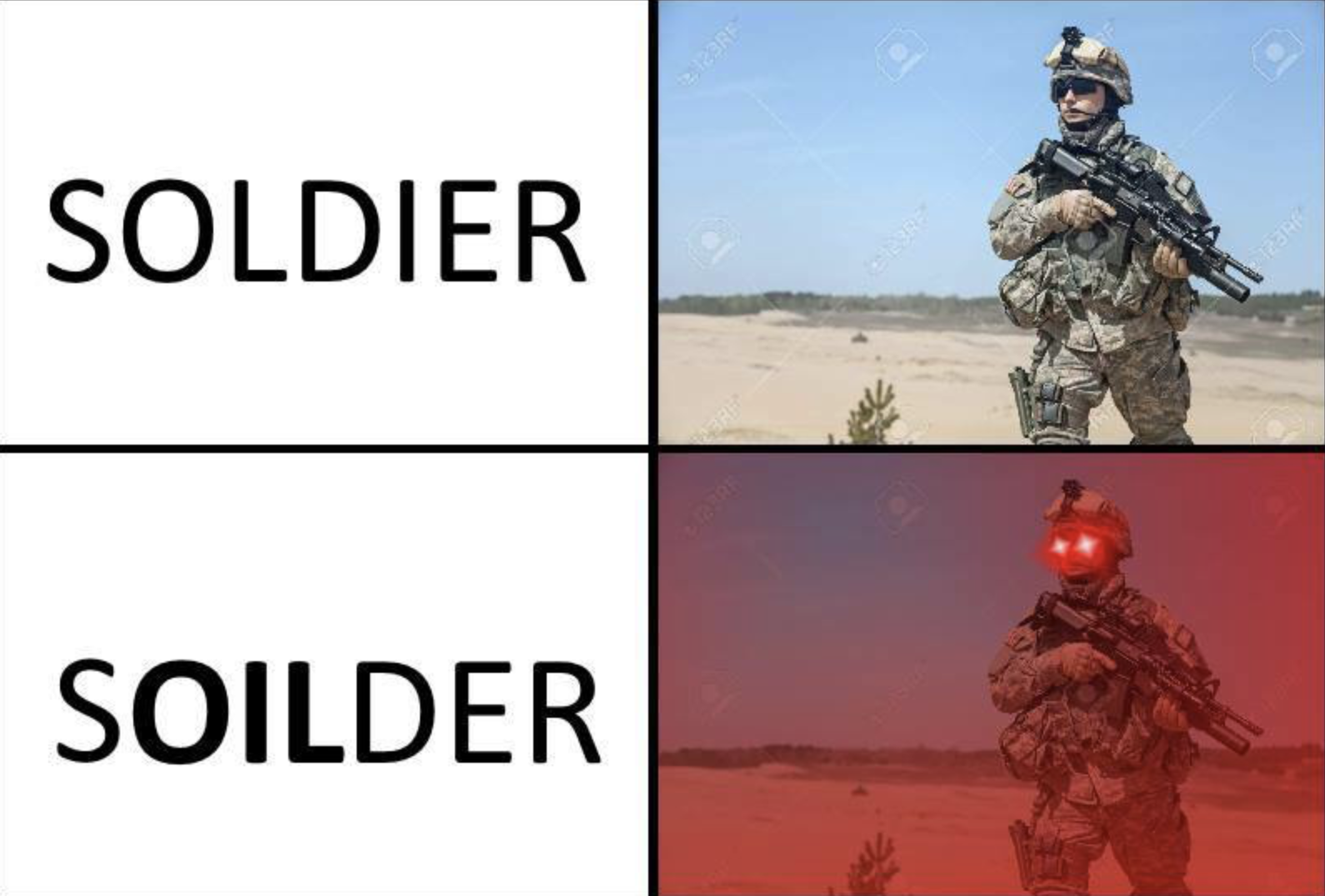 oil soldier us meme //nota joe biden